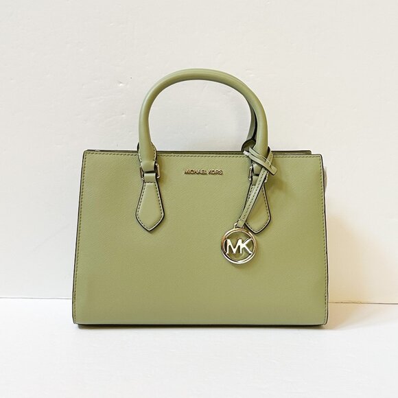 Michael Kors Sheila Medium Satchel Shoulder Crossbody Bag Light Sage - Picture 11 of 12